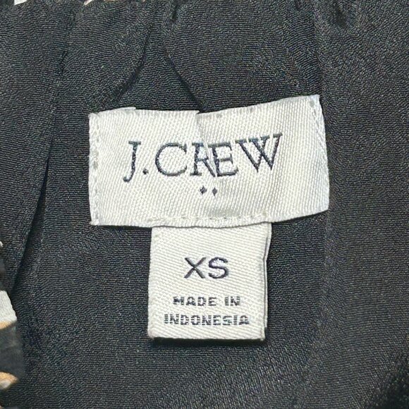 J.Crew Smocked Neck Top Oncilla Cat Print Elastic Cuffs Black & White Women's XS - Picture 4 of 11